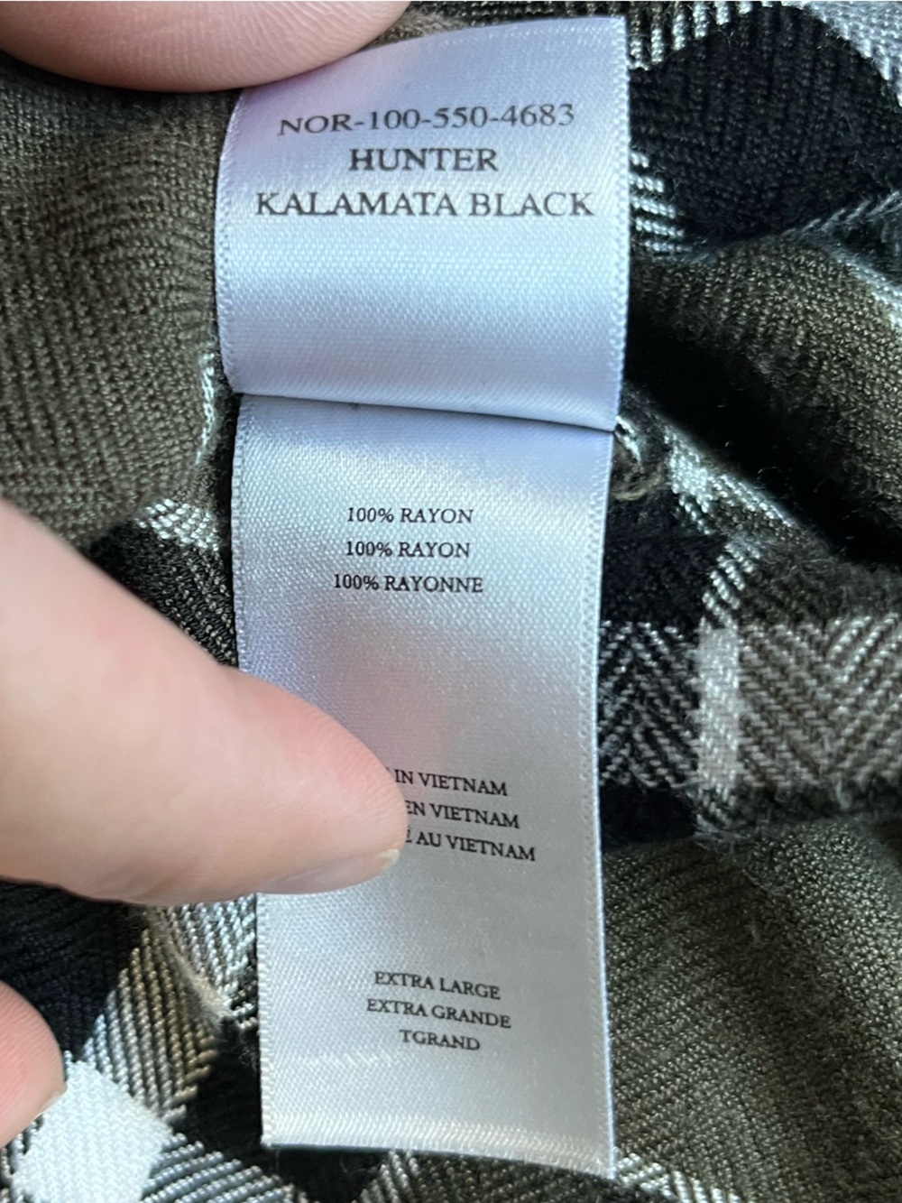 Rails Hunter Plaid Flannel Shirt | Women's XL | Kalamata Black | Olive Plaid - Picture 4 of 9